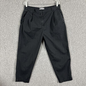 Everlane Women's Size 12 Black Cotton Cropped Pleated Front Chino Pants
